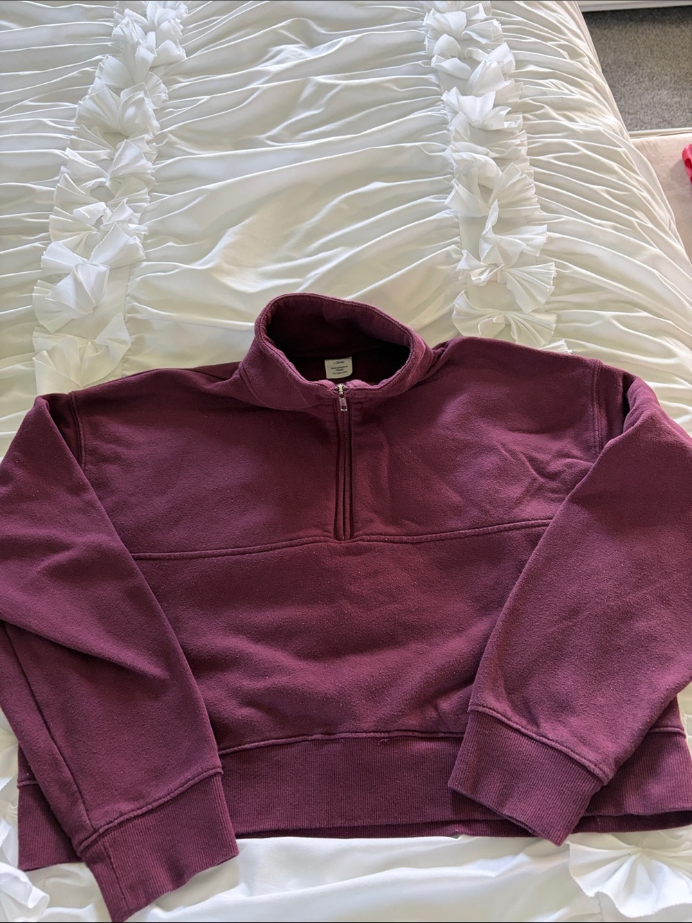 Quarter-Zip Pullover Sweatshirt in Deep Berry